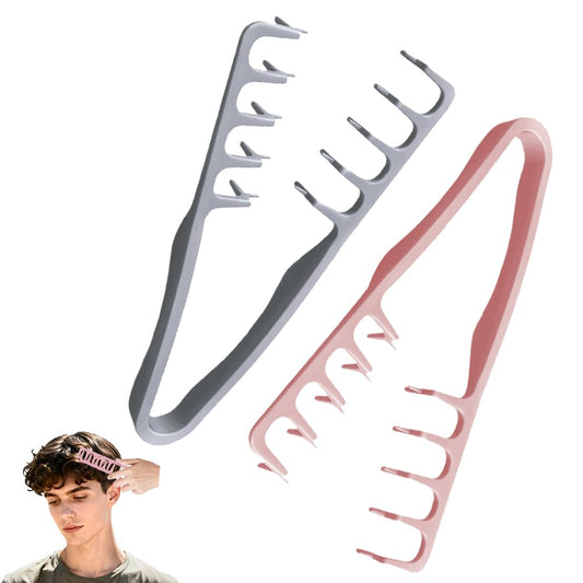 Texture Comb & Textured Styling Tool for Volumizing Fluffy Hair, 2-Pack Wide Tooth Quad Design for Detangling and Styling, Texturizing Solution for Women & Men (Grey+Pink）